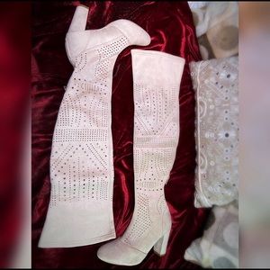 COPY - Suede eyelet over the knee boots